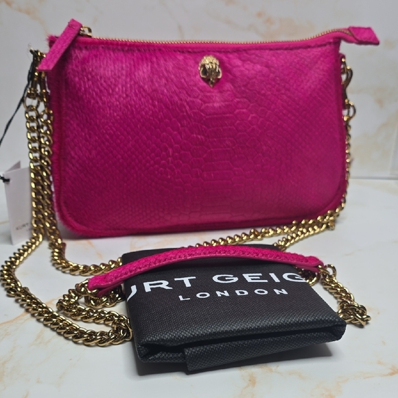 Kurt Geiger Handbags - Kurt Geiger London Kew Hot Pink Pouch, Shoulder, Crossbody Bag, New Leather